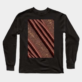 Dark Brown Ornamental Leather Stripes, natural and ecological leather print #60 Long Sleeve T-Shirt